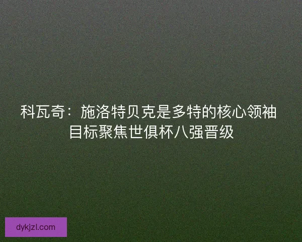 科瓦奇：施洛特贝克是多特的核心领袖 目标聚焦世俱杯八强晋级